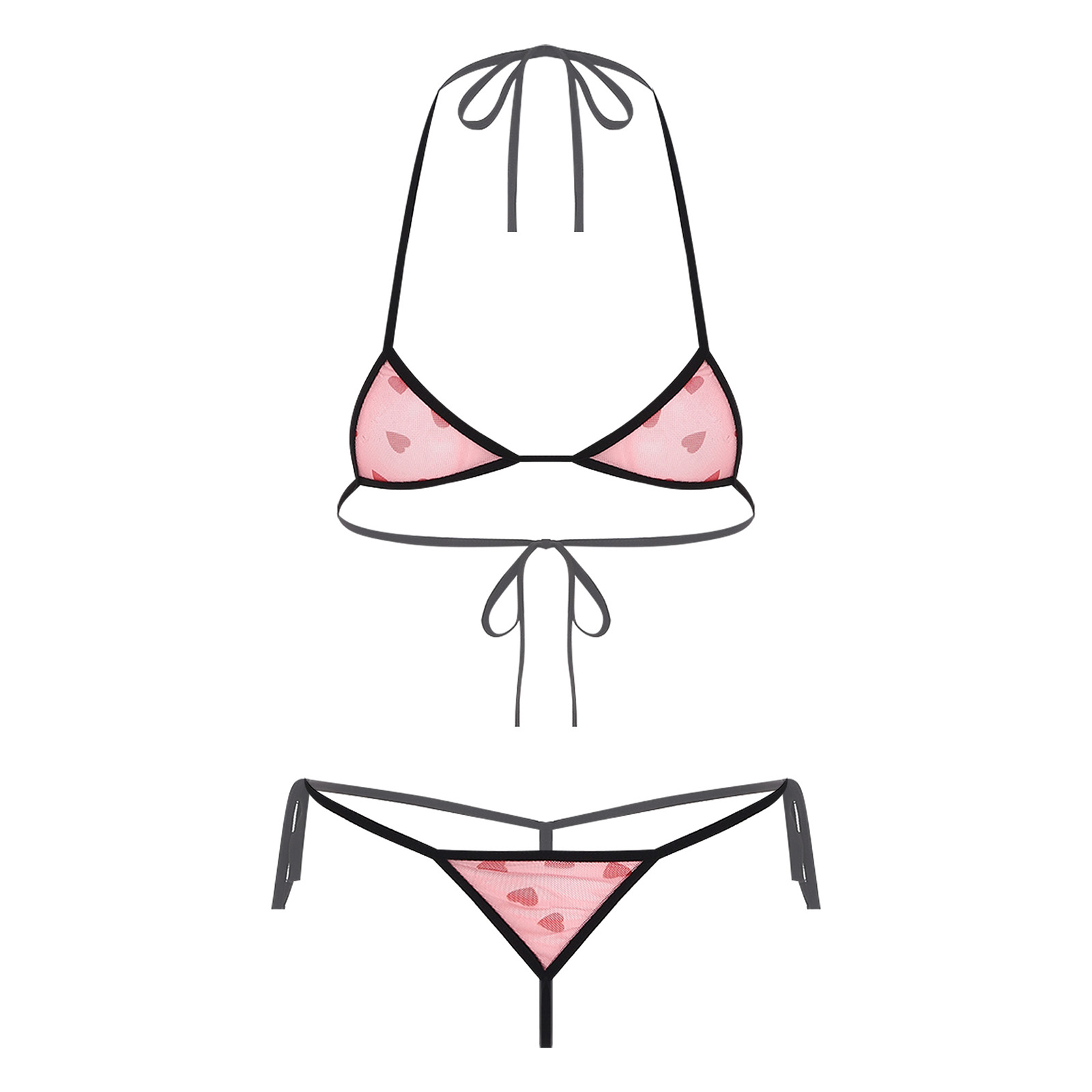 Sheer Mesh Bra - 여성용 마이크로 미니 비키니 란제리 속옷