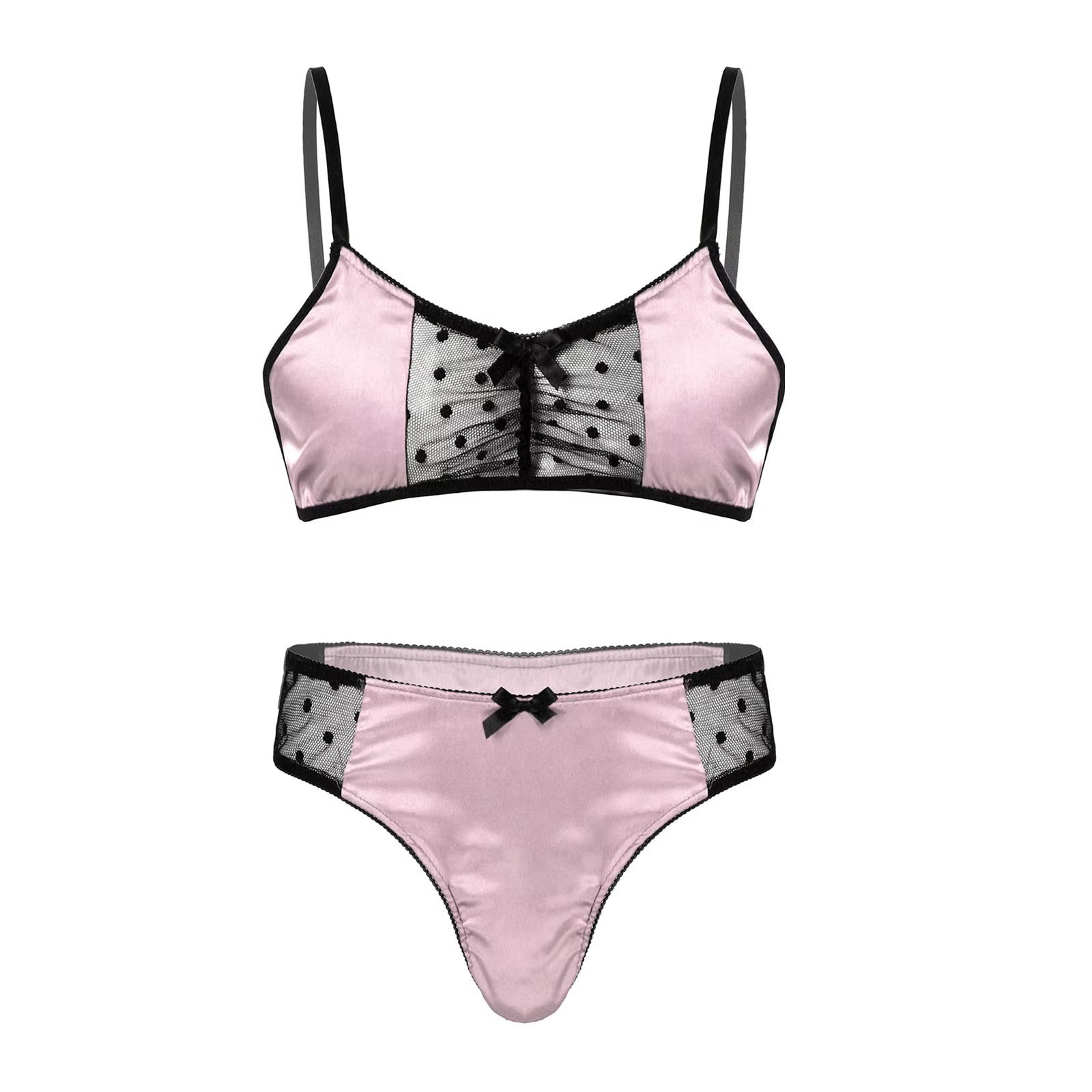 Sheer Mesh Bra - 남자 새틴 란제리 정장 Sissy Nightwear