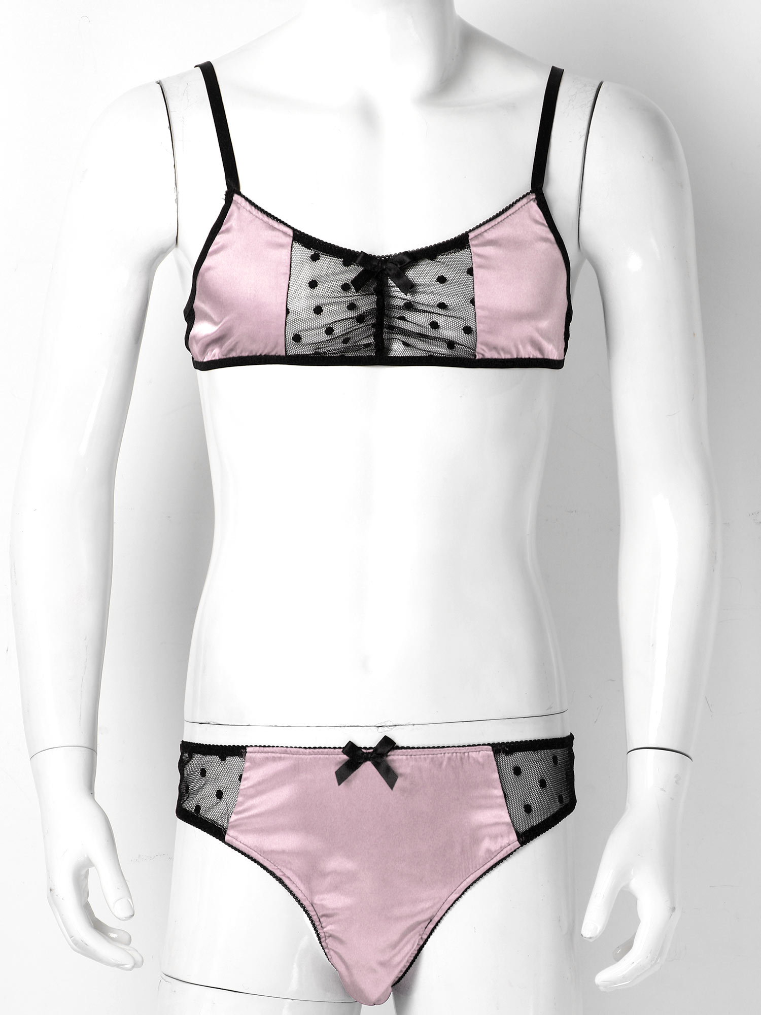 남자 새틴 란제리 정장 Sissy Nightwear 깎 - Sheer Mesh Bra 리뷰 및 가격