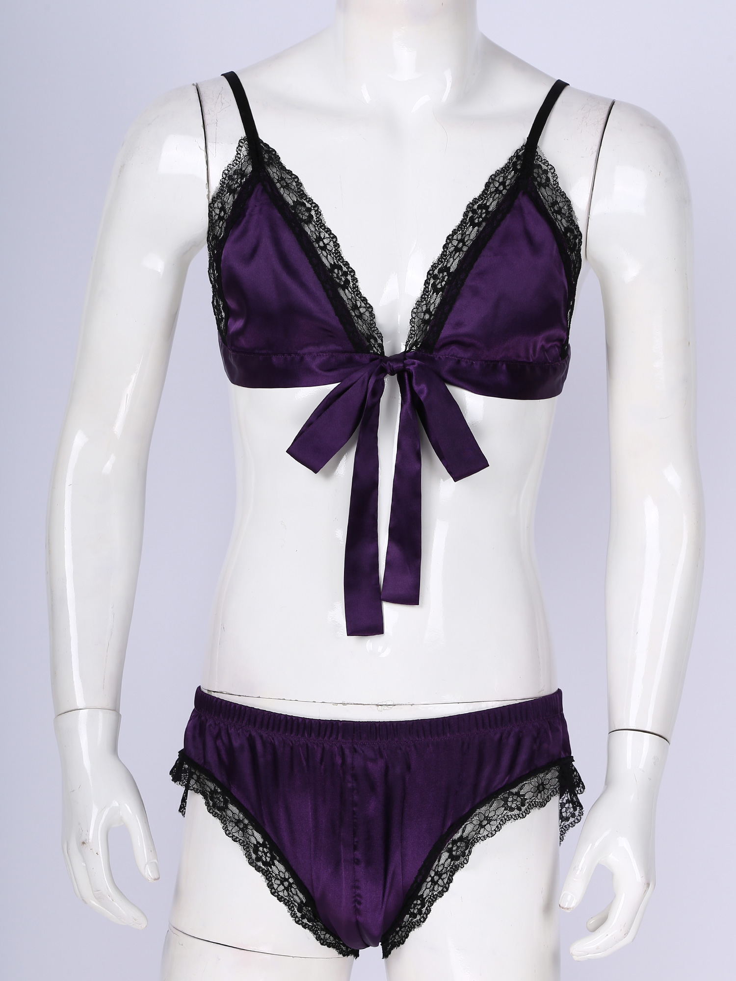 남자 새틴 란제리 정장 Sissy Nightwear 깎 - Sheer Mesh Bra 리뷰 및 가격