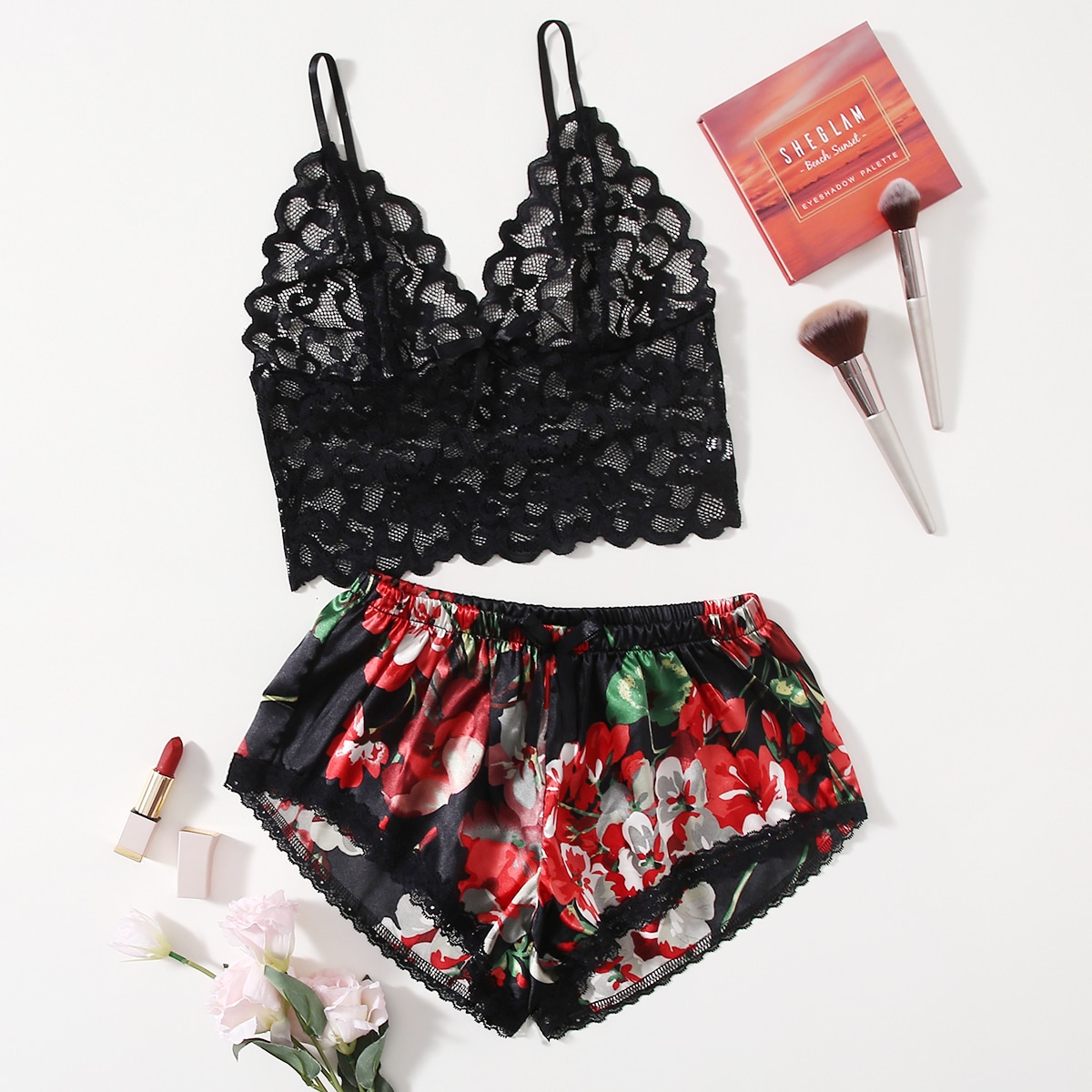 여성용 꽃무늬 레이스 파자마 세트, 데이트 나이트를 위 - Lace Bralette Set 리뷰 및 가격