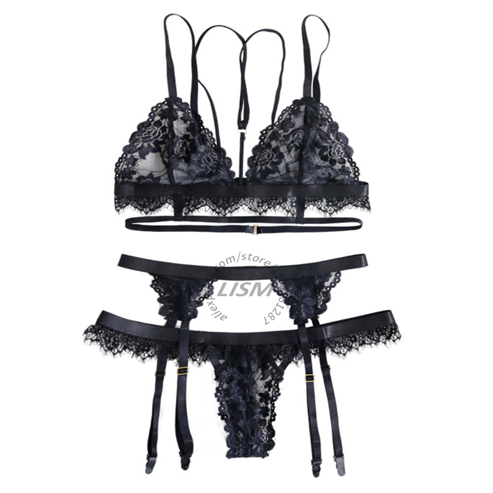 LISM 블랙 속눈썹 레이스 란제리 세트 여성용 섹시한 - Lace Bralette Set 리뷰 및 가격