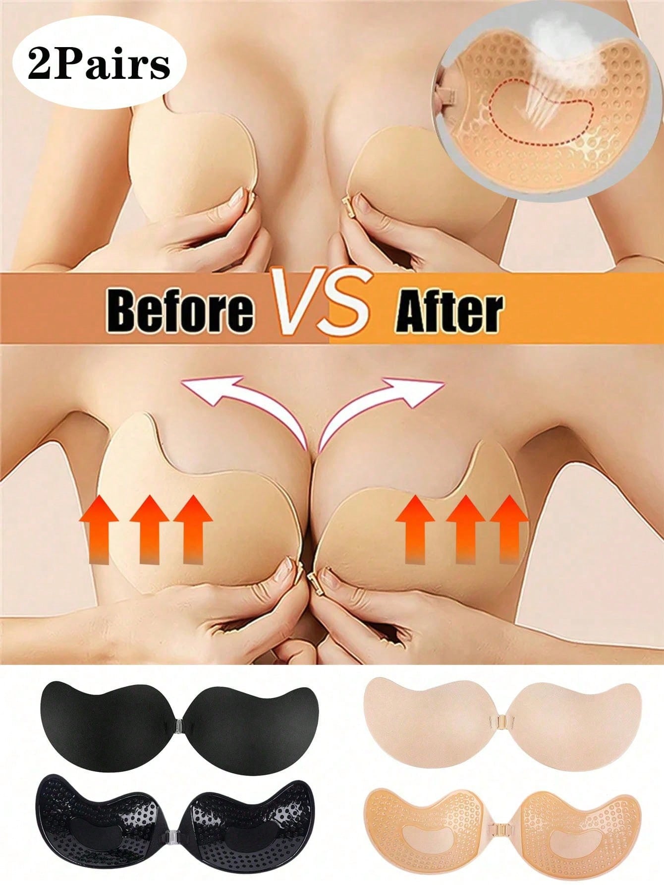 2팩 여성용 셀프 접착식 투명 스트랩리스 푸쉬업 패드  - Strapless Bra Adhesive 리뷰 및 가격